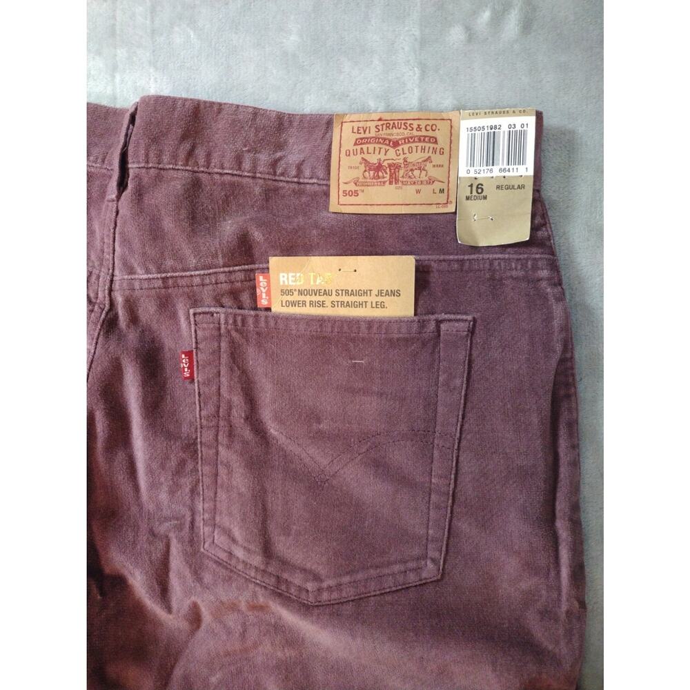 Vtg Levis 505 Corduroy Jeans Womens 16M (35×31) Mauve Pink Low Rise Straight Leg - Picture 9 of 13